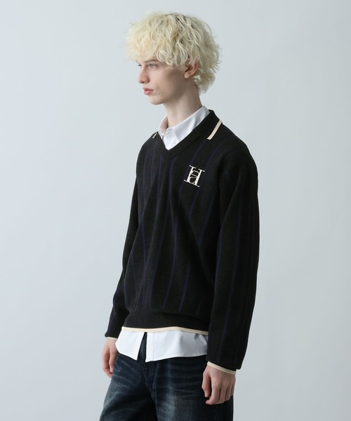 HARE（ハレ）の「ラインゲームシャツニットプルオーバー(HARE)（ニット/セーター・メンズ・ブラック/ブルー・FREE）」の9枚目の写真