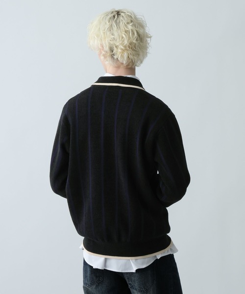 HARE（ハレ）の「ラインゲームシャツニットプルオーバー(HARE)（ニット/セーター・メンズ・ブラック/ブルー・FREE）」の10枚目の写真