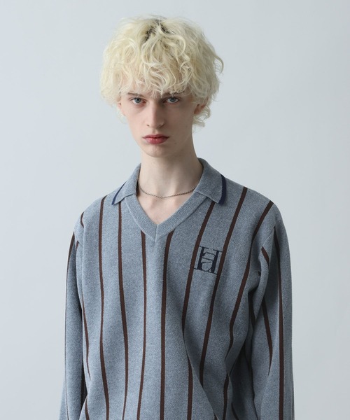 HARE（ハレ）の「ラインゲームシャツニットプルオーバー(HARE)（ニット/セーター・メンズ・ブラック/ブルー・FREE）」の15枚目の写真