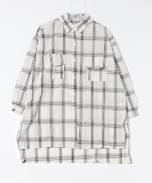 i-dare(アイディア)の「【i-dare】チェック柄 オーバーサイズ シャツ(Tシャツ/カットソー・レディース・ブラック/ホワイト・SMALL/MEDIUM/LARGE/X-LARGE)」の1枚目の写真