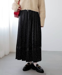 Jines（ジネス）の「スエード調サテンドットスカート（スカート）」
