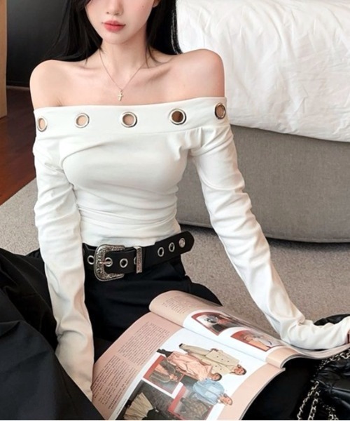 SHEENA(シーナ)の「アイレットワンショルダートップス(Tシャツ/カットソー・レディース・ホワイト/ブラック・M)」の17枚目の写真