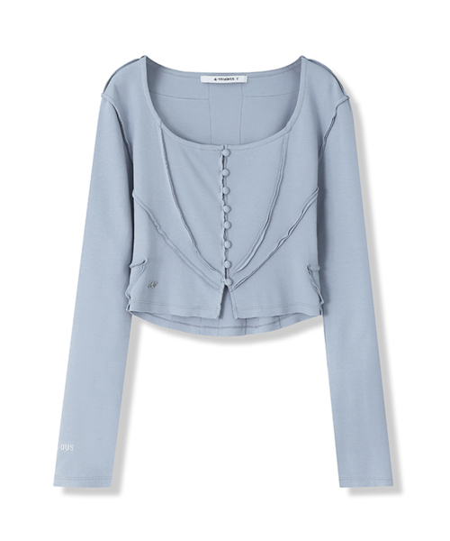 Vivacious(ビバシャス)の「Edtel V Cutting Cardigan - 5COL(カーディガン/ボレロ・レディース・グレー/ブラック/アイボリー/スカイブルー/ピンク・MEDIUM/SMALL)」の10枚目の写真