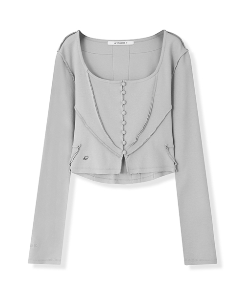 Vivacious(ビバシャス)の「Edtel V Cutting Cardigan - 5COL(カーディガン/ボレロ・レディース・グレー/ブラック/アイボリー/スカイブルー/ピンク・MEDIUM/SMALL)」の11枚目の写真