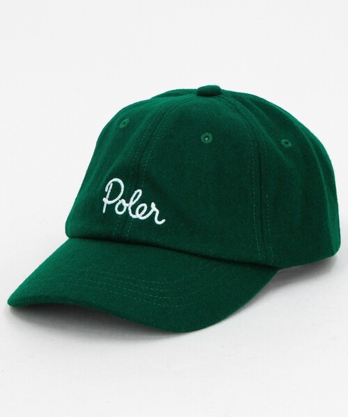 POLeR（ポーラー）の「POLeR/ポーラー WOOL EMB BASEBALL CAP ウール ベースボールキャップ（キャップ・メンズ・グリーン/ネイビー/ブラック・ONE SIZE）」の2枚目の写真