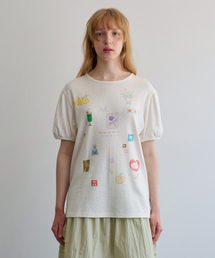 FUN FROM FUN（ファンフロムファン）の「Diary puff t-shirt, Cream（Tシャツ/カットソー）」