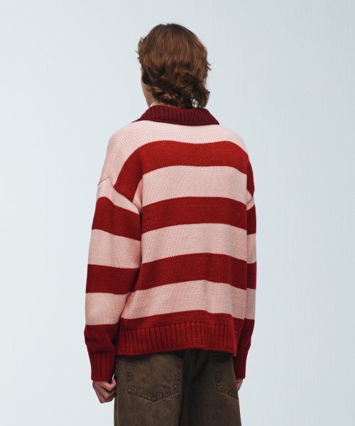 KNITTED(ニッティド)の「Open collar striped knit RED(ニット/セーター・レディース・その他・LARGE)」の9枚目の写真