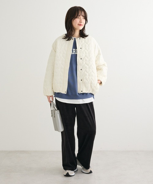 Green　Parks（グリーンパークス）の「ぽかぽか裏起毛ベロアイージーパンツ（その他パンツ・レディース・ブラック/サックスブルー/アイボリー/チャコールグレー・FREE）」の7枚目の写真