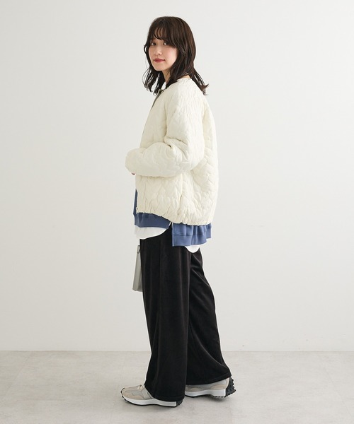 Green　Parks（グリーンパークス）の「ぽかぽか裏起毛ベロアイージーパンツ（その他パンツ・レディース・ブラック/サックスブルー/アイボリー/チャコールグレー・FREE）」の8枚目の写真