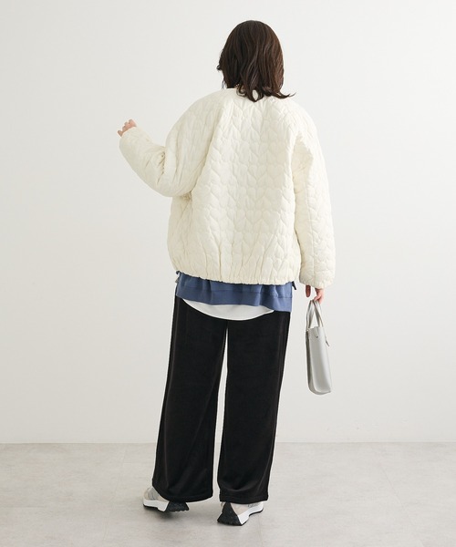 Green　Parks（グリーンパークス）の「ぽかぽか裏起毛ベロアイージーパンツ（その他パンツ・レディース・ブラック/サックスブルー/アイボリー/チャコールグレー・FREE）」の9枚目の写真