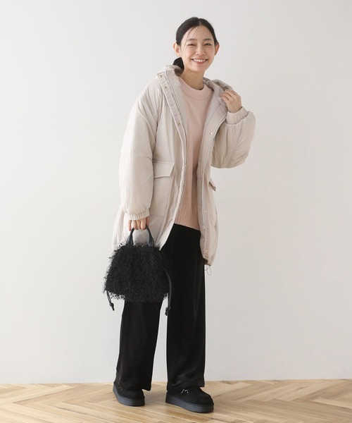 Green　Parks（グリーンパークス）の「ぽかぽか裏起毛ベロアイージーパンツ（その他パンツ・レディース・ブラック/サックスブルー/アイボリー/チャコールグレー・FREE）」の10枚目の写真