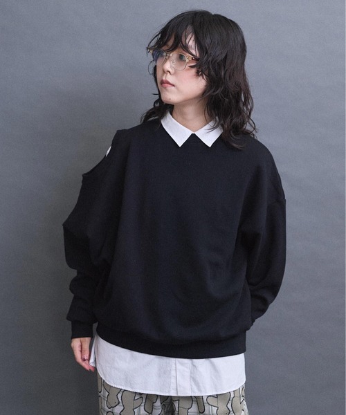 I am I in fact...(アイアムアイインファクト)の「ADVANCE裏毛 変形スウェット(スウェット・レディース・グレー/ブラック・FREE)」の19枚目の写真