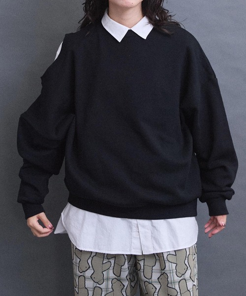 I am I in fact...(アイアムアイインファクト)の「ADVANCE裏毛 変形スウェット(スウェット・レディース・グレー/ブラック・FREE)」の21枚目の写真