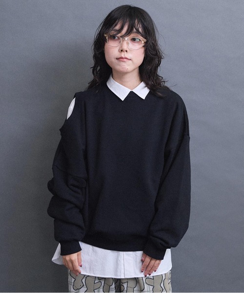 I am I in fact...(アイアムアイインファクト)の「ADVANCE裏毛 変形スウェット(スウェット・レディース・グレー/ブラック・FREE)」の15枚目の写真