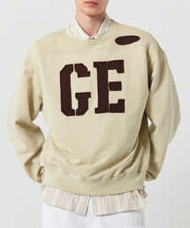 PIGMENT DYED APPLIQUE SWEAT SHIRT (lime)