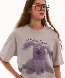 MATCHGLOBE（マッチグローブ）の「クルシュドパピーオーバーサイズTシャツ(ベージュ)（Tシャツ/カットソー）」