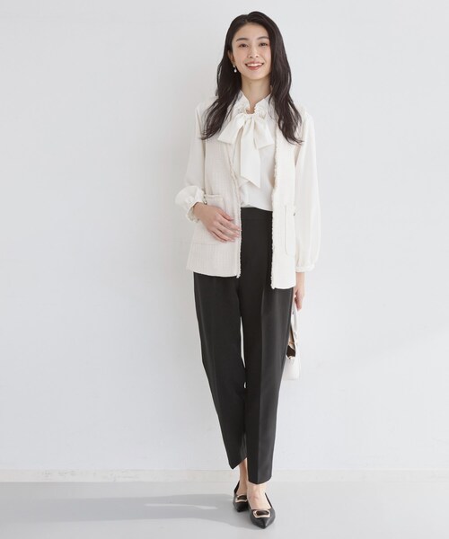 THE SHOP TK （ザ ショップ ティーケー ）の「【通勤・セレモニー】美脚シルエット ダブルクロステーパードパンツ/セットアップ可（その他パンツ・レディース・ベージュ/ブラック/ネイビー・12/14/13/11）」の5枚目の写真