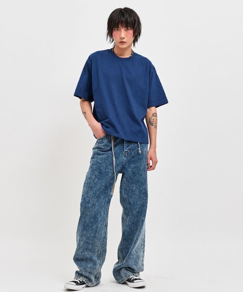 C WEAR BY THE GENIUS(シーウェアバイザジーニアス)の「オーバーサイズクロップTシャツネイビー(Tシャツ/カットソー・レディース・その他・MEDIUM/LARGE/X-LARGE/X-SMALL/SMALL)」の6枚目の写真
