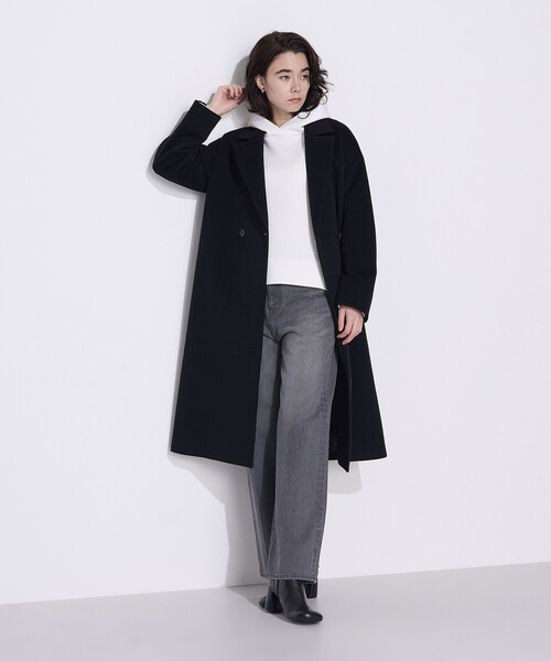 COMME CA Wardrobe（コムサワードローブ）の「ソフトストレッチダンボールニット フーディー（パーカー・レディース・ネイビー/サックスブルー/ホワイト・FREE）」の7枚目の写真