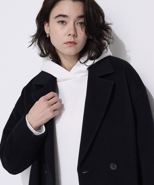 COMME CA Wardrobe（コムサワードローブ）の「ソフトストレッチダンボールニット フーディー（パーカー・レディース・ネイビー/サックスブルー/ホワイト・FREE）」の21枚目の写真