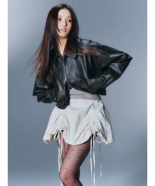 CALNAMUR(カルナムール)の「ドロストバルーンミニスカート(スカート・レディース・ブラウン/ホワイト/グリーン・FREE)」の16枚目の写真