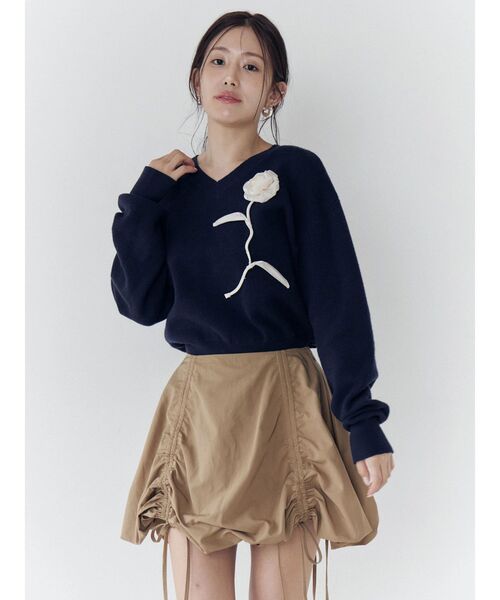 CALNAMUR(カルナムール)の「ドロストバルーンミニスカート(スカート・レディース・ブラウン/ホワイト/グリーン・FREE)」の12枚目の写真