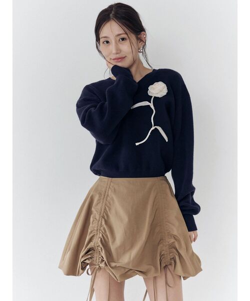 CALNAMUR(カルナムール)の「ドロストバルーンミニスカート(スカート・レディース・ブラウン/ホワイト/グリーン・FREE)」の11枚目の写真