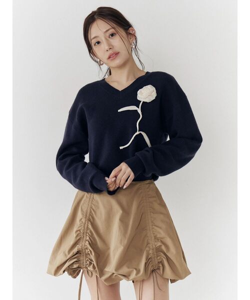 CALNAMUR(カルナムール)の「ドロストバルーンミニスカート(スカート・レディース・ブラウン/ホワイト/グリーン・FREE)」の10枚目の写真