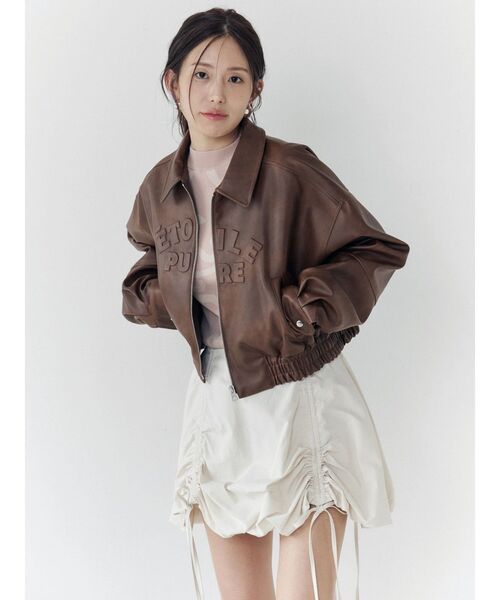 CALNAMUR(カルナムール)の「ドロストバルーンミニスカート(スカート・レディース・ブラウン/ホワイト/グリーン・FREE)」の8枚目の写真