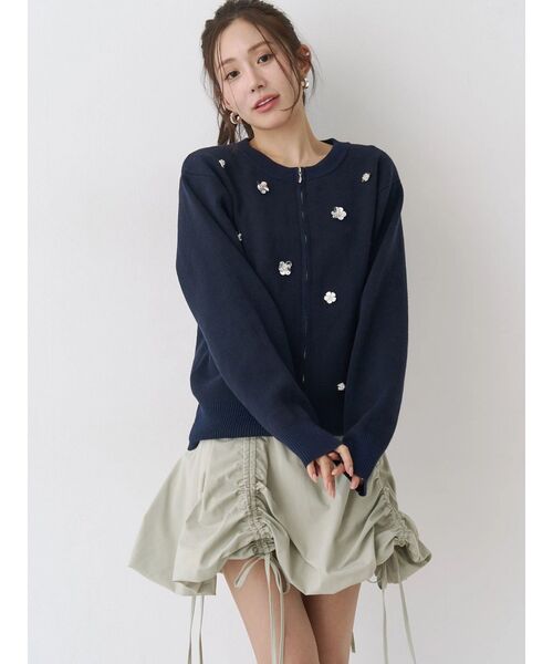 CALNAMUR(カルナムール)の「ドロストバルーンミニスカート(スカート・レディース・ブラウン/ホワイト/グリーン・FREE)」の4枚目の写真