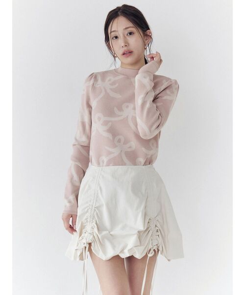 CALNAMUR（カルナムール）の「ドロストバルーンミニスカート（スカート・レディース・ホワイト/グリーン/ブラウン・FREE）」の4枚目の写真