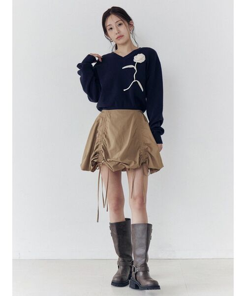 CALNAMUR（カルナムール）の「ドロストバルーンミニスカート（スカート・レディース・ホワイト/グリーン/ブラウン・FREE）」の5枚目の写真