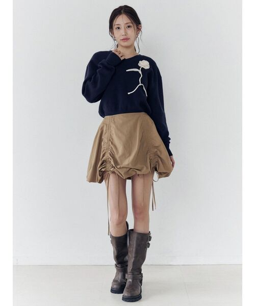 CALNAMUR（カルナムール）の「ドロストバルーンミニスカート（スカート・レディース・ホワイト/グリーン/ブラウン・FREE）」の7枚目の写真