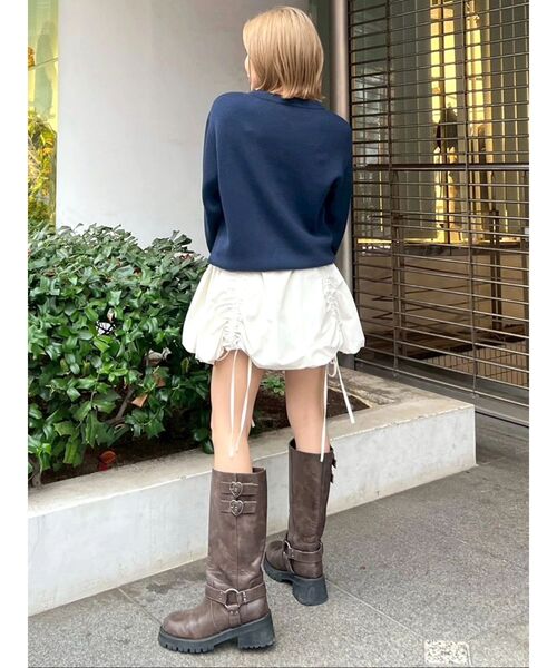 CALNAMUR（カルナムール）の「ドロストバルーンミニスカート（スカート・レディース・ホワイト/グリーン/ブラウン・FREE）」の12枚目の写真