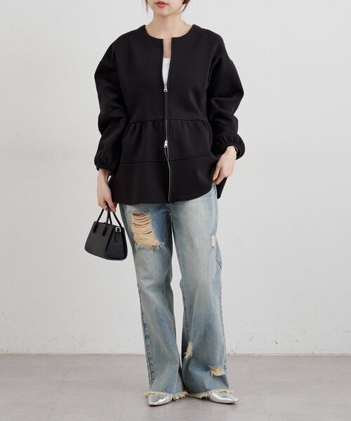 SHENERY(シーナリー)の「ポンチペプラムトップス(スウェット・レディース・ブラック/グレー/ホワイト・FREE)」の5枚目の写真