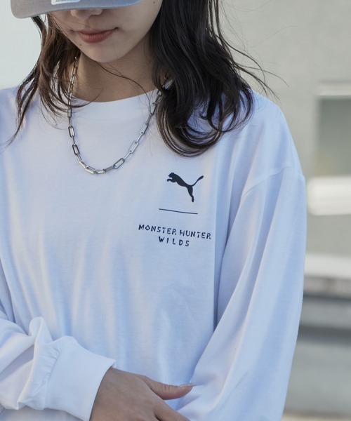 PUMA（プーマ）の「PUMA/プーマ×MONSTER HUNTER/モンスターハンター WILDS LS コラボロゴ ロングスリーブ Tシャツ 秋 秋服 2026年秋冬（Tシャツ/カットソー・メンズ・ホワイト/ブラック・M/L/XL）」の6枚目の写真