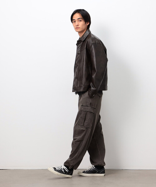 Purple&Yellow（パープルアンドイエロー）の「デニムワイドカーゴパンツ（デニムパンツ・メンズ・チャコール/インディゴブルー・X-SMALL/SMALL/MEDIUM/LARGE）」の3枚目の写真