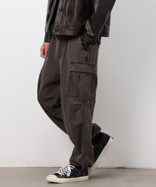 Purple&Yellow（パープルアンドイエロー）の「デニムワイドカーゴパンツ（デニムパンツ・メンズ・チャコール/インディゴブルー・X-SMALL/SMALL/MEDIUM/LARGE）」の4枚目の写真