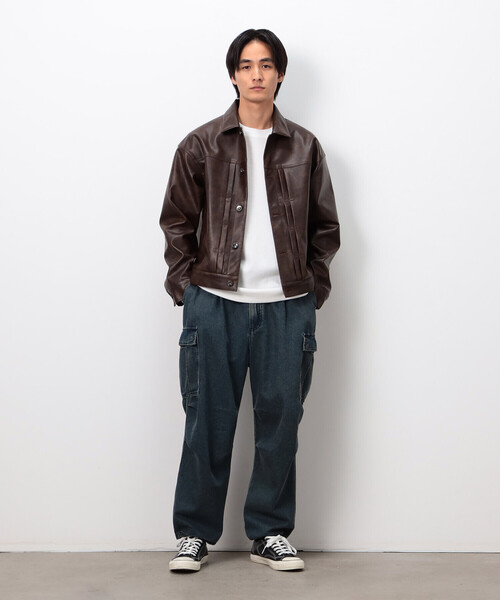 Purple&Yellow（パープルアンドイエロー）の「デニムワイドカーゴパンツ（デニムパンツ・メンズ・チャコール/インディゴブルー・X-SMALL/SMALL/MEDIUM/LARGE）」の5枚目の写真