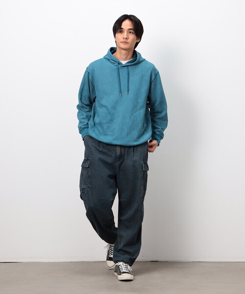 Purple&Yellow（パープルアンドイエロー）の「デニムワイドカーゴパンツ（デニムパンツ・メンズ・チャコール/インディゴブルー・X-SMALL/SMALL/MEDIUM/LARGE）」の6枚目の写真