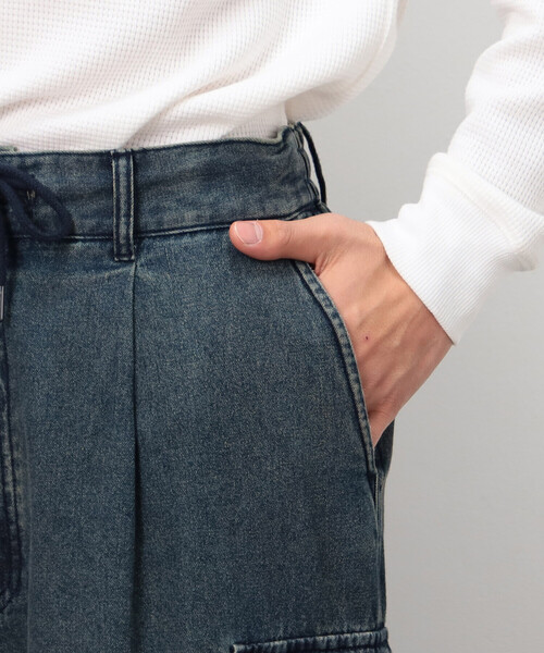 Purple&Yellow（パープルアンドイエロー）の「デニムワイドカーゴパンツ（デニムパンツ・メンズ・チャコール/インディゴブルー・X-SMALL/SMALL/MEDIUM/LARGE）」の12枚目の写真