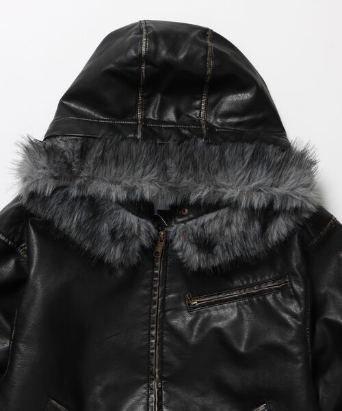 SEQUENZ（シークエンズ）】FUR PU HOODIE JKT / フェイクレザー