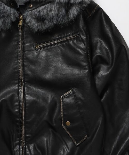 SEQUENZ(シークエンズ)の「フェイクファー×レザー / 中綿フーディジャケット / FUR PU HOODIEJKT(その他アウター・メンズ・ブラウン/ブラック・MEDIUM/LARGE)」の8枚目の写真