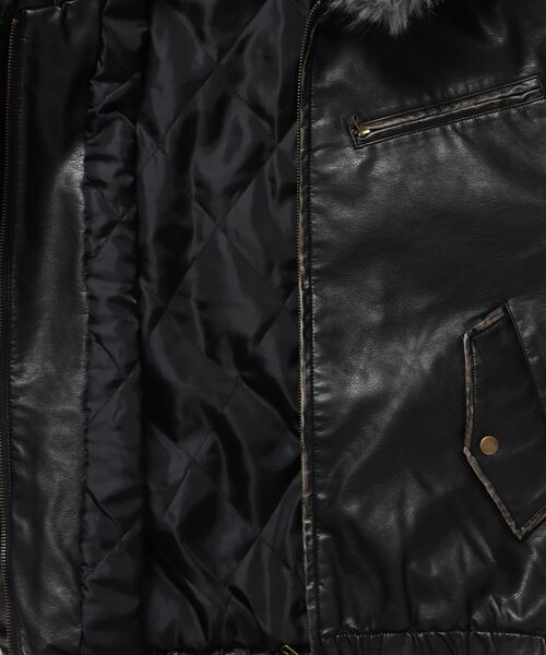 SEQUENZ(シークエンズ)の「フェイクファー×レザー / 中綿フーディジャケット / FUR PU HOODIEJKT(その他アウター・メンズ・ブラウン/ブラック・MEDIUM/LARGE)」の9枚目の写真