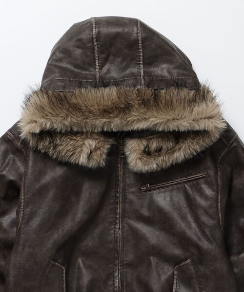 SEQUENZ（シークエンズ）】FUR PU HOODIE JKT / フェイクレザー