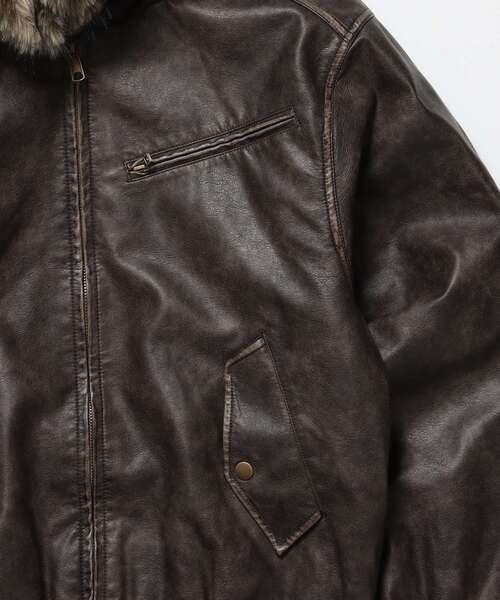 SEQUENZ(シークエンズ)の「フェイクファー×レザー / 中綿フーディジャケット / FUR PU HOODIEJKT(その他アウター・メンズ・ブラウン/ブラック・MEDIUM/LARGE)」の16枚目の写真