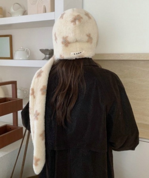 Vipoa（ヴィポア）の「フラワーデザインマフラーバラクラバ（ネックウォーマー/スヌード・レディース・グレー/アイボリー/ブラウン/グリーン・FREE）」の7枚目の写真