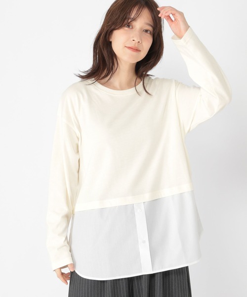 studio CLIP(スタディオクリップ)の「シャツヘムレイヤードロングスリーブTシャツ(Tシャツ/カットソー・レディース・サックスブルー/オフホワイト・MEDIUM/LARGE)」の2枚目の写真