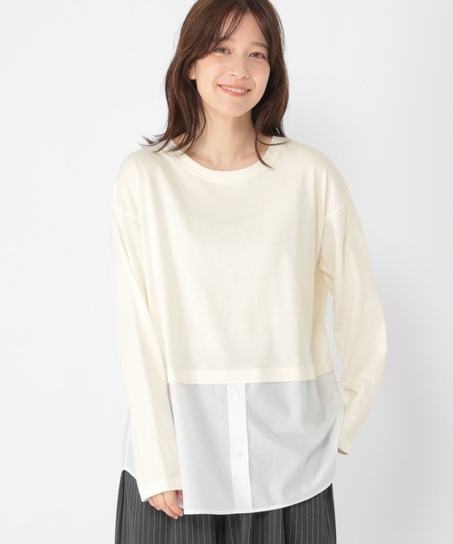 studio CLIP(スタディオクリップ)の「シャツヘムレイヤードロングスリーブTシャツ(Tシャツ/カットソー・レディース・サックスブルー/オフホワイト・MEDIUM/LARGE)」の4枚目の写真