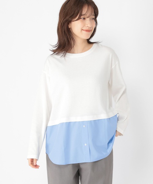 studio CLIP(スタディオクリップ)の「シャツヘムレイヤードロングスリーブTシャツ(Tシャツ/カットソー・レディース・サックスブルー/オフホワイト・MEDIUM/LARGE)」の10枚目の写真